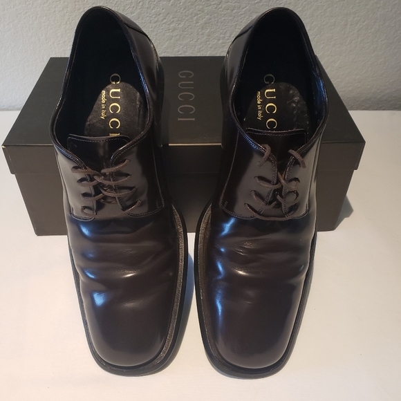 Gucci Mens Lace Up Dress Shoes, Dark Brown, Leather Soles, Size 9. - Picture 4 of 6